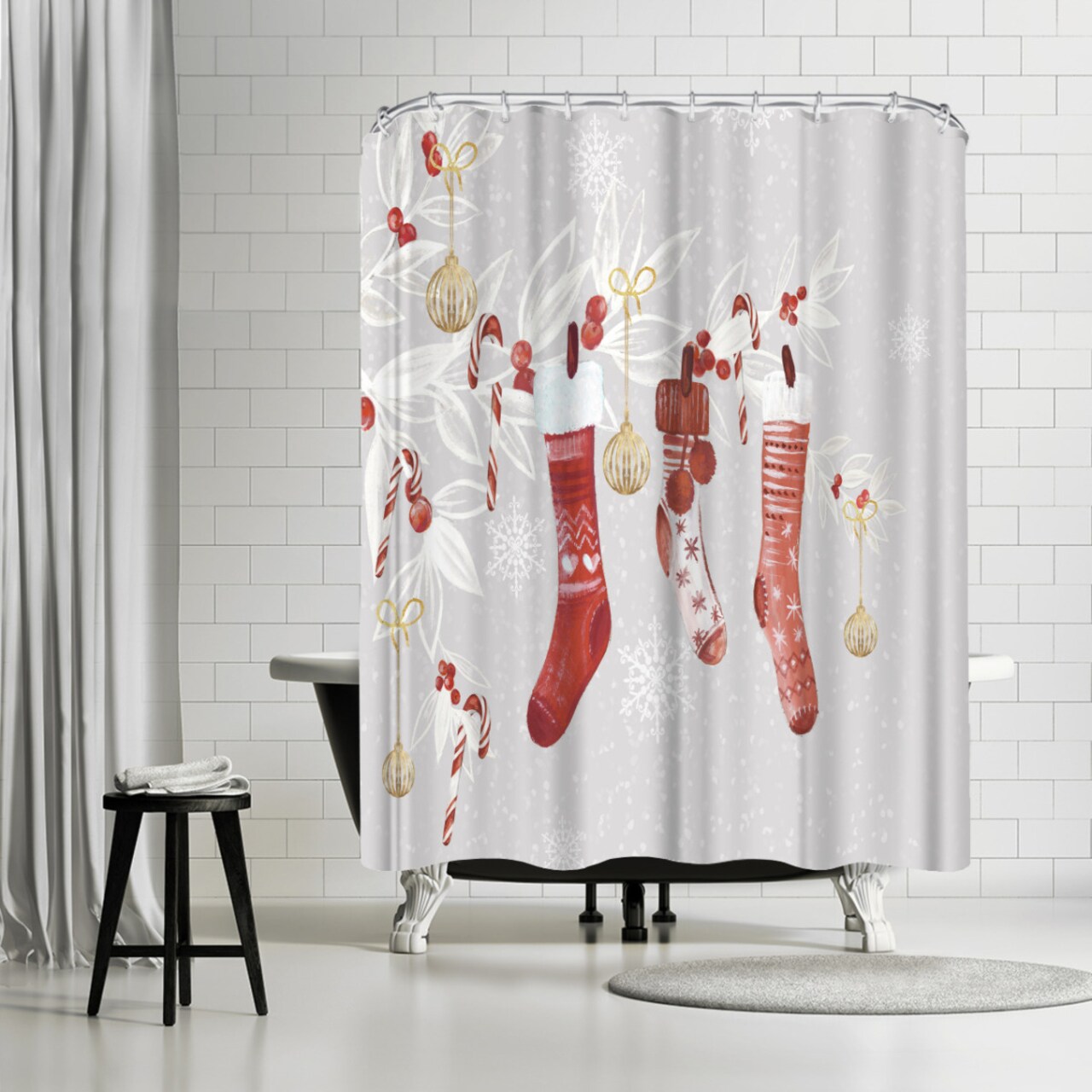 Family Christmas by PI Creative Art Shower Curtain 71&#x22; x 74&#x22;
